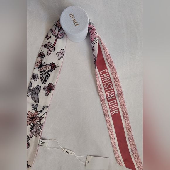 Christian Dior Mitzah Silk Twilly Butterfly Floral Scarf NWT Boxed - Picture 3 of 10